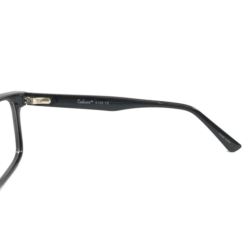 Enhance Eyeglasses Frames 4139 BLACK Polished Rectangle Full Rim 54-18-145